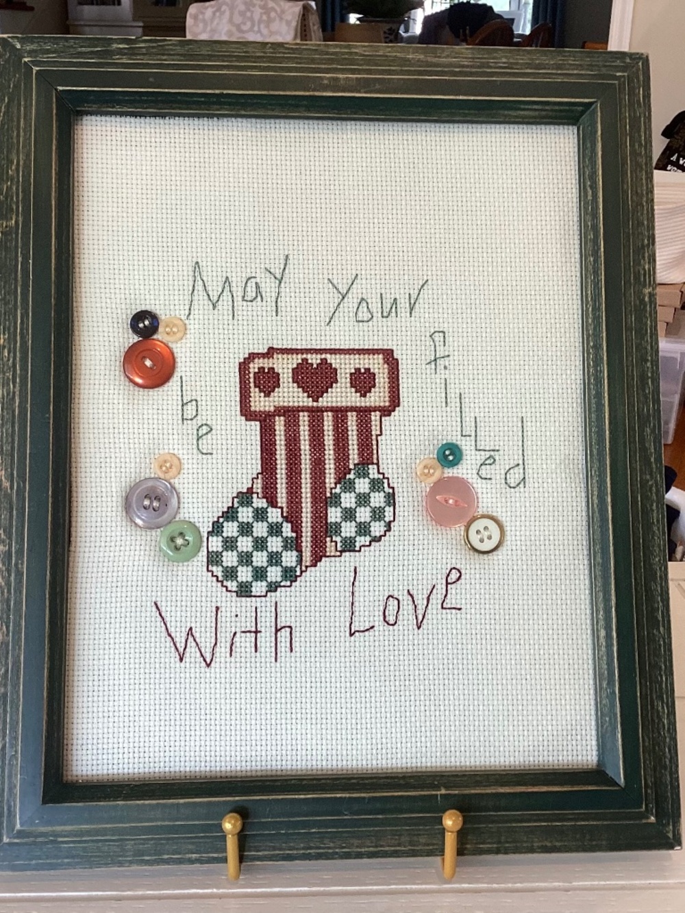 “May Your Stocking Be Filled With Love” Cross Stitch Wall Hanging